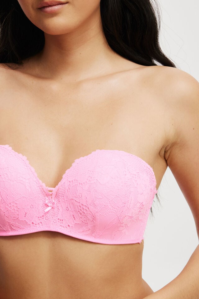Cotton On Everyday Lace Strapless Push Up 2 Bra Pink Heaven
