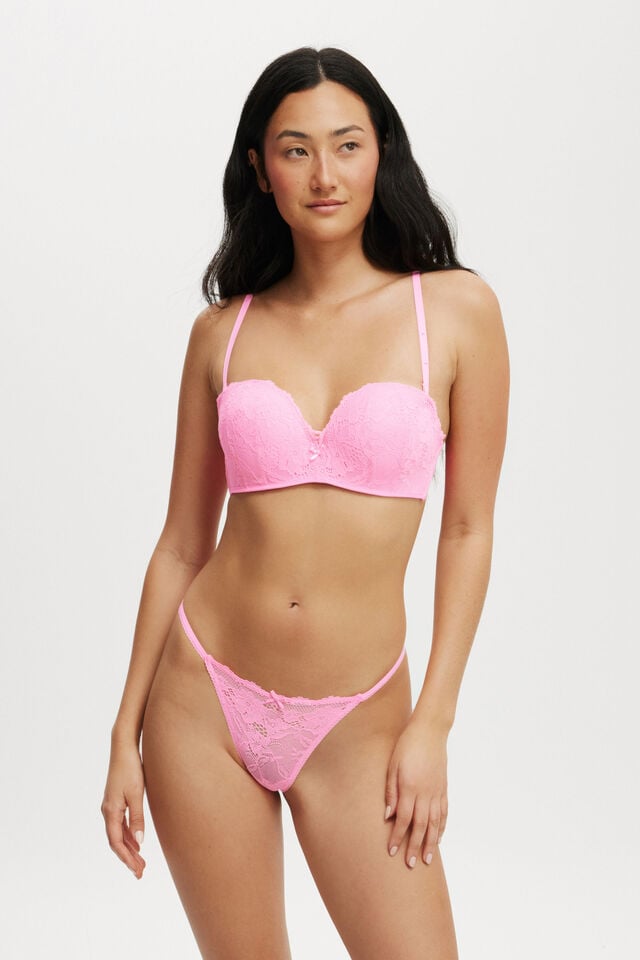 cotton on Everyday Lace Strapless Push Up 2 Bra pink heaven