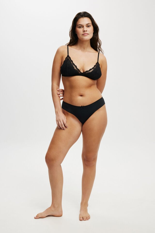 Cotton On Everyday Lace Triangle Padded Bralette Black