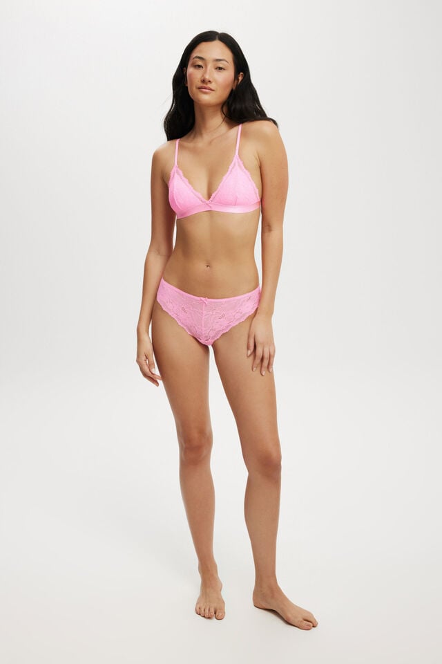 Cotton On Everyday Lace Triangle Padded Bralette Pink Heaven