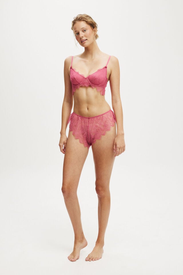 cotton on Eyelash Lace Underwire Bra raspberry sorbet