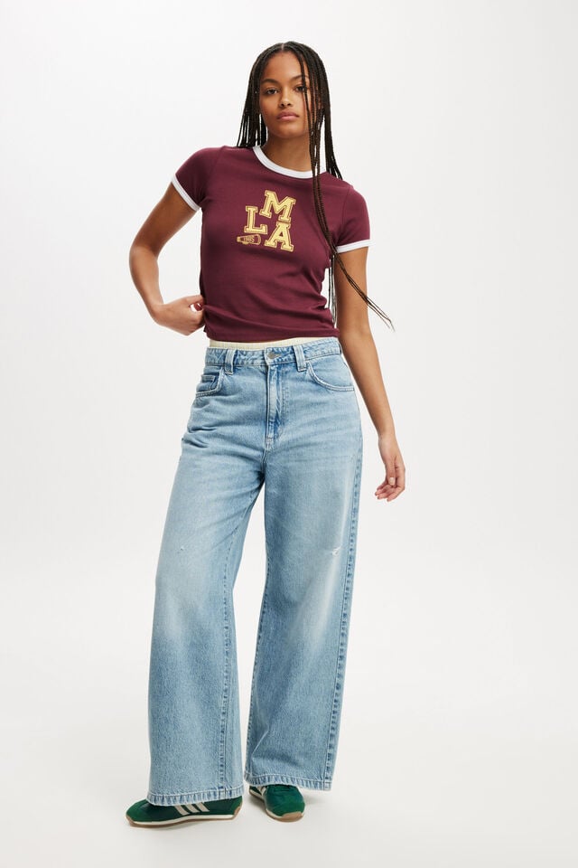 Cotton On Fitted Graphic Longline Tee Lma/ Cherry Varnish