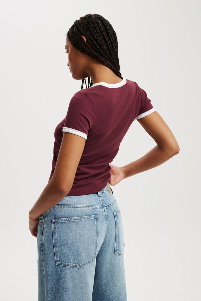 Cotton On Fitted Graphic Longline Tee Lma/ Cherry Varnish