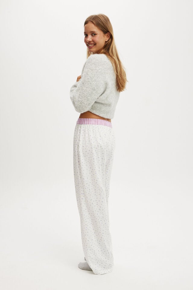 Cotton On Flannel Wide Leg Pant Coconut Milk Amimie Ditsy Floral Contrast