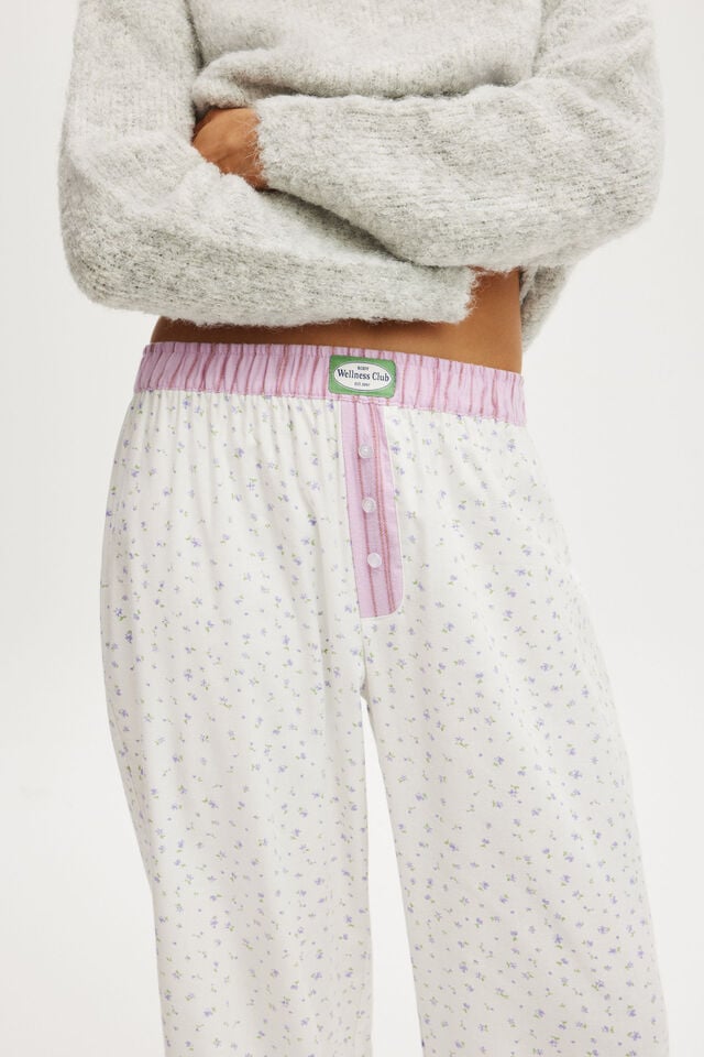 Cotton On Flannel Wide Leg Pant Coconut Milk Amimie Ditsy Floral Contrast