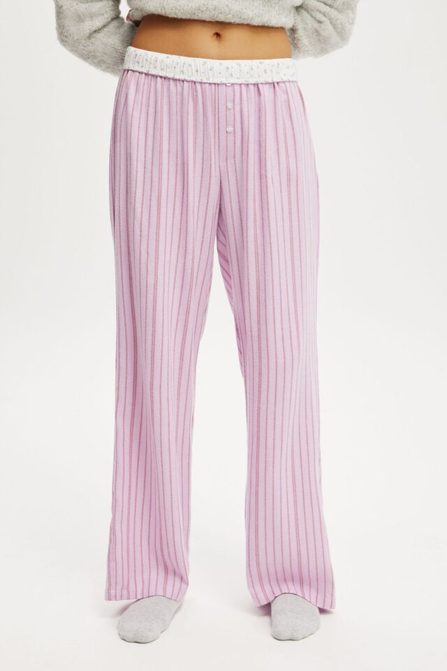 Cotton On Flannel Wide Leg Pant Orchid Touch Aubrey Stripe