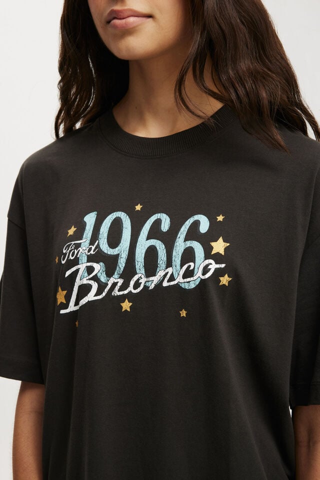 Cotton On Ford Bronco Boxy Graphic Tee Lcn Ford Bronco 1966/ Washed Black
