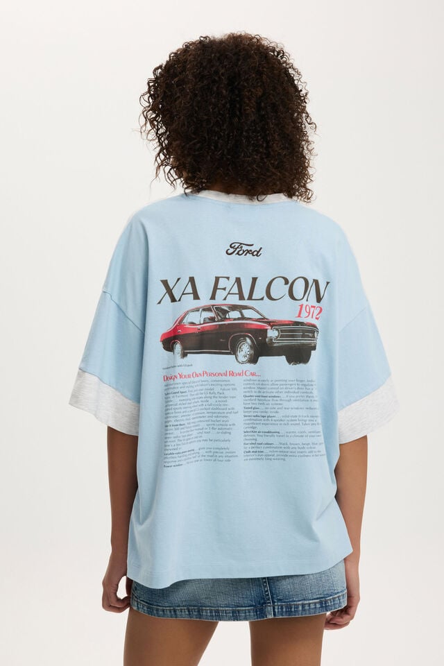 Cotton On Ford Oversized Tee Lcn Ford Xa Falcon 1972 Seren Blu/ Sft Gry Ma
