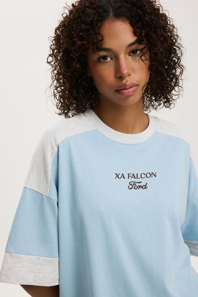 Cotton On Ford Oversized Tee Lcn Ford Xa Falcon 1972 Seren Blu/ Sft Gry Ma