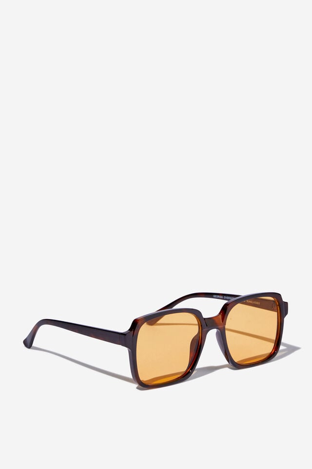 Cotton On Georgia Oversized Square Sunglasses Tort/yellow