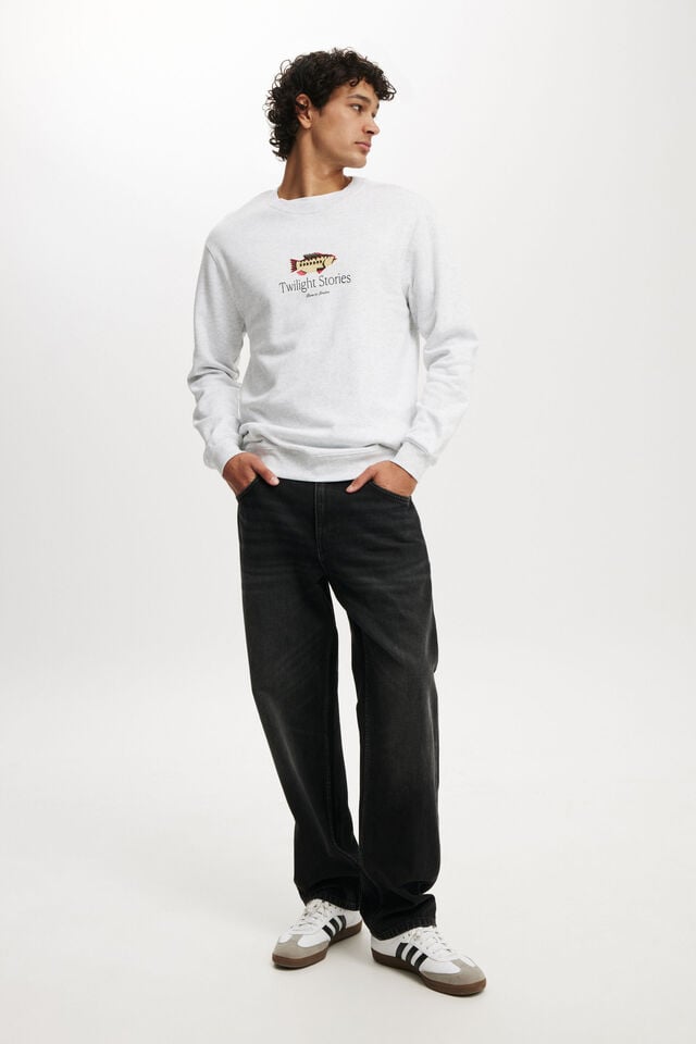 Cotton On Graphic Crew Fleece Athletic Marle / Twilight