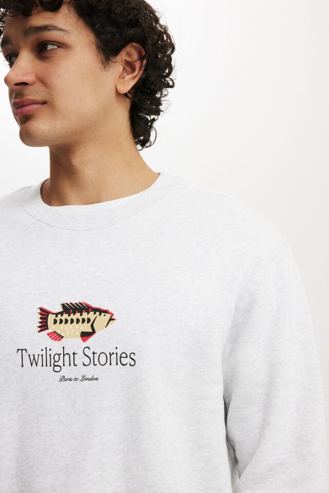 Cotton On Graphic Crew Fleece Athletic Marle / Twilight