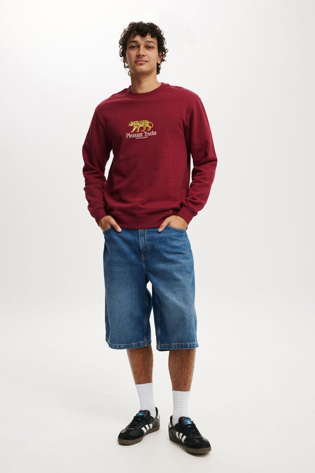 Cotton On Graphic Crew Fleece Crimson / Plesant Truths
