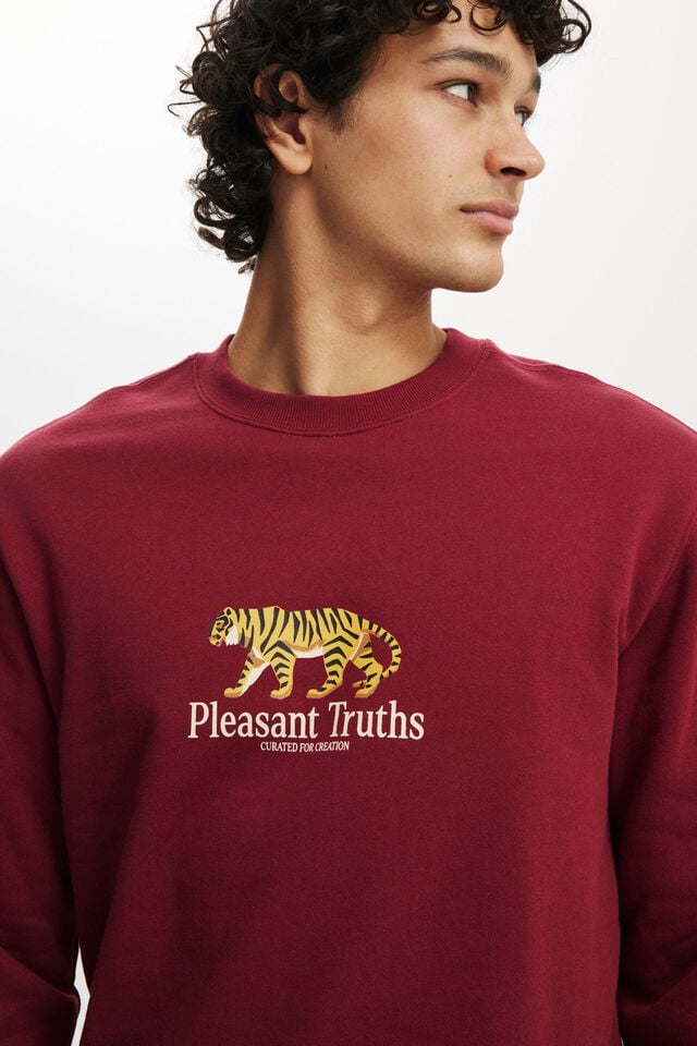 Cotton On Graphic Crew Fleece Crimson / Plesant Truths