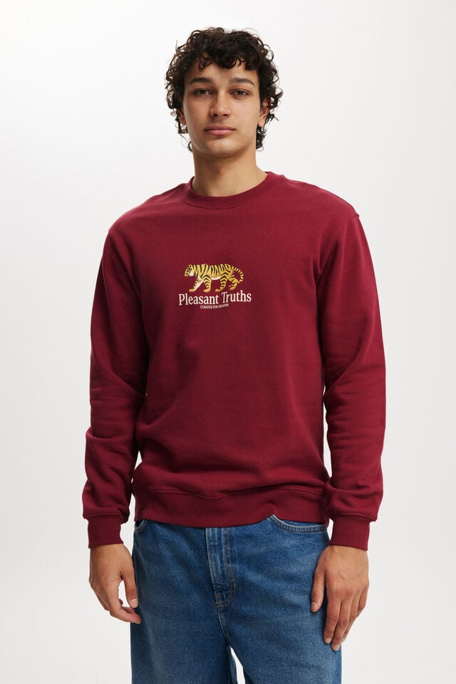 cotton on Graphic Crew Fleece crimson / plesant truths
