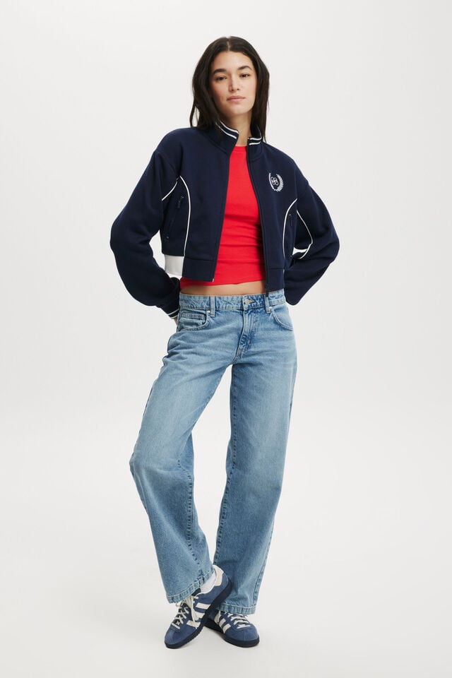 Cotton On Graphic Cropped Zip Through Co Crest / Winter Night