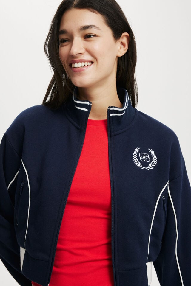 Cotton On Graphic Cropped Zip Through Co Crest / Winter Night