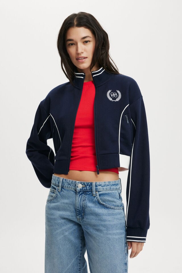 cotton on Graphic Cropped Zip Through co crest / winter night