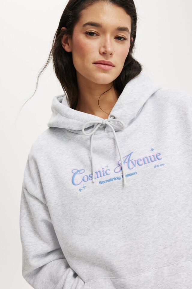Cotton On Graphic Fleece Hoodie Cosmic Energy / Soft Grey Marle