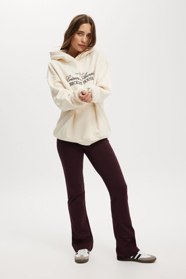 Cotton On Graphic Fleece Hoodie Leisure Awaits / Cream