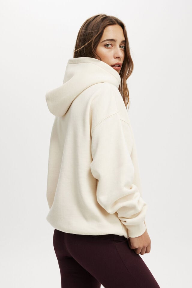 Cotton On Graphic Fleece Hoodie Leisure Awaits / Cream