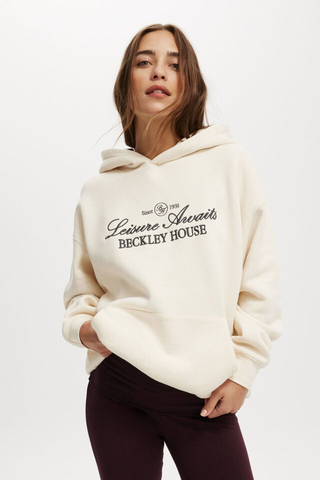 cotton on Graphic Fleece Hoodie leisure awaits / cream