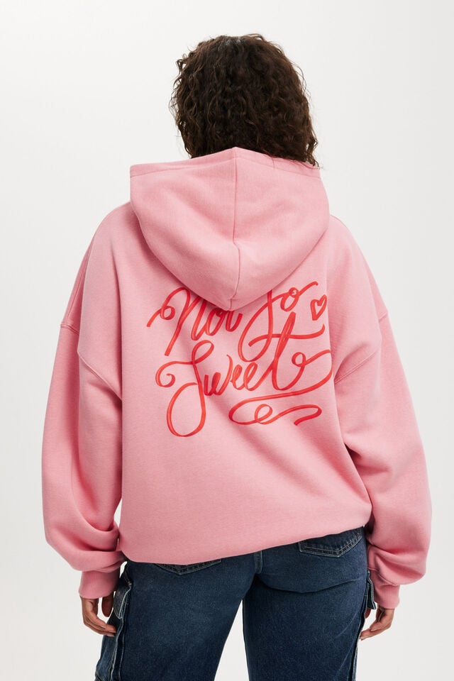 Cotton On Graphic Fleece Hoodie Not So Sweet/prairie Pink