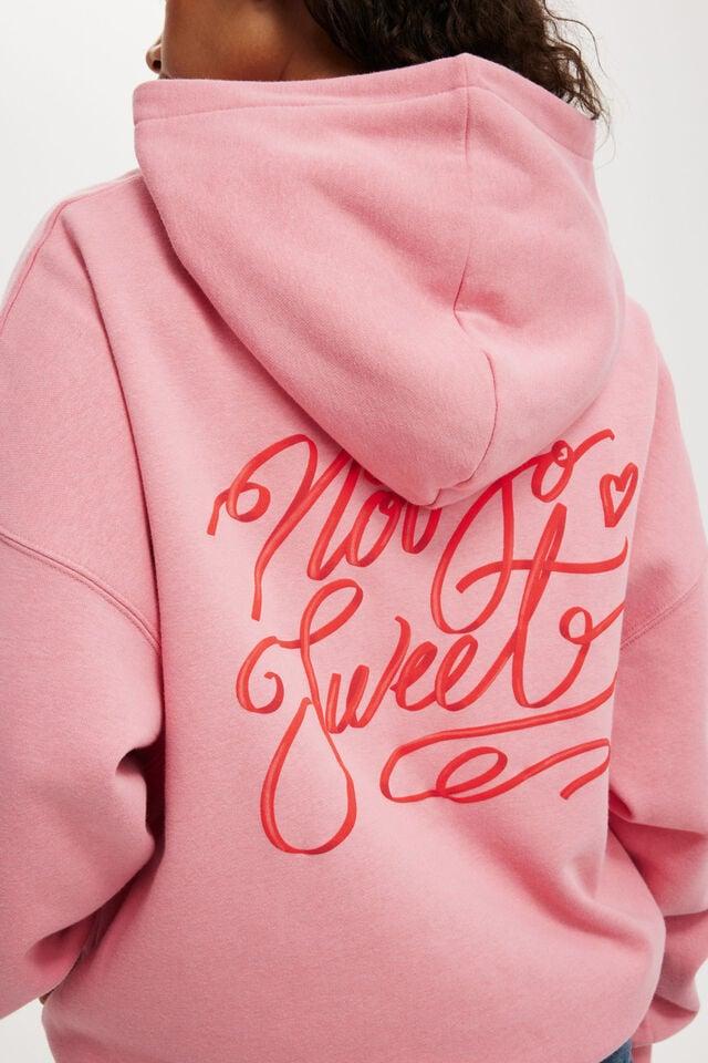 Cotton On Graphic Fleece Hoodie Not So Sweet/prairie Pink