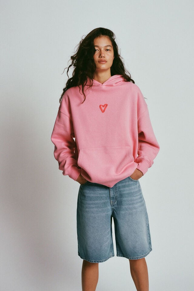 cotton on Graphic Fleece Hoodie not so sweet/prairie pink