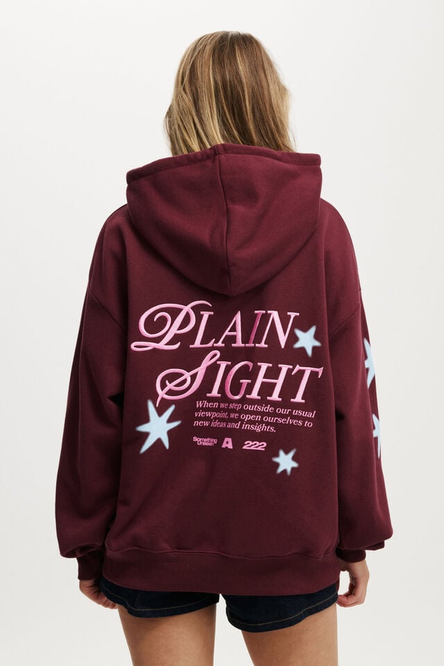 Cotton On Graphic Fleece Hoodie Plain Sight / Sour Cherry