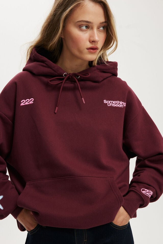 Cotton On Graphic Fleece Hoodie Plain Sight / Sour Cherry