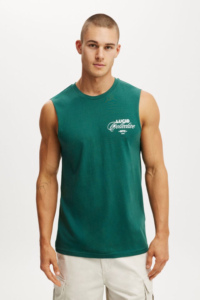 cotton on Graphic Muscle evergreen/lucid collective grit