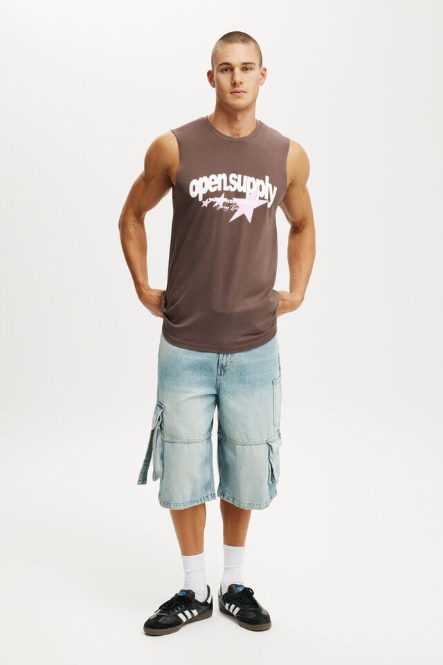 Cotton On Graphic Muscle Washed Chocolate/open Supply