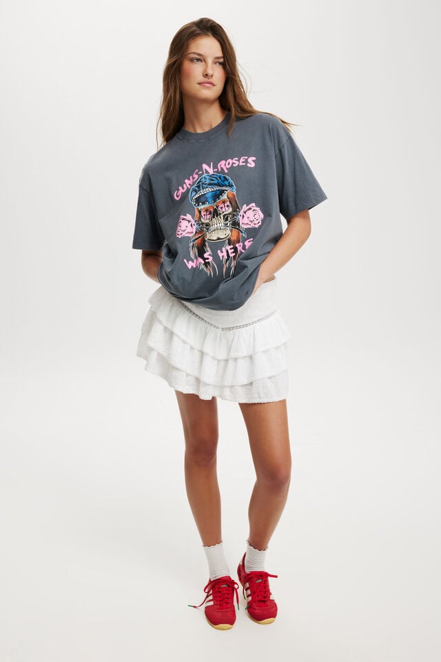 Cotton On Guns N Roses Music Boxy Graphic Tee Lcn Br Guns N Roses Leather Hat Skull/blue Sl