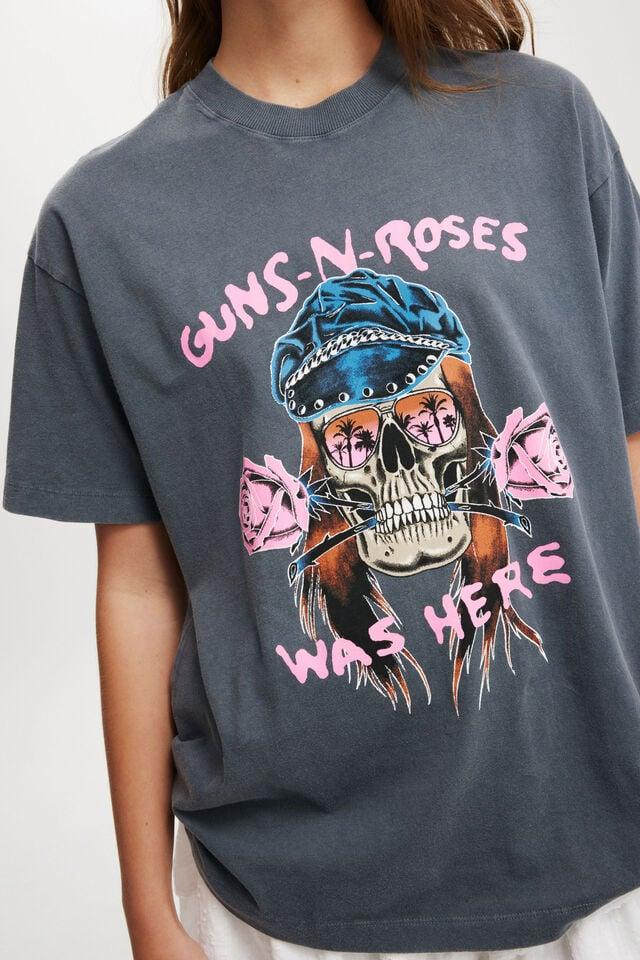 Cotton On Guns N Roses Music Boxy Graphic Tee Lcn Br Guns N Roses Leather Hat Skull/blue Sl