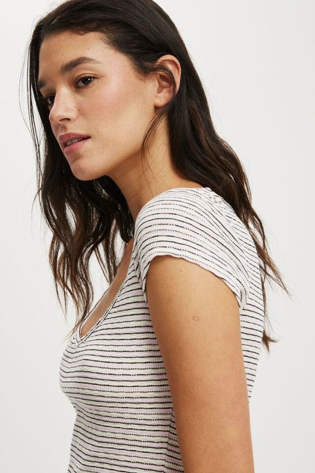 Cotton On Hailey Textured Short Sleeve Kimmi Stripe Babydoll