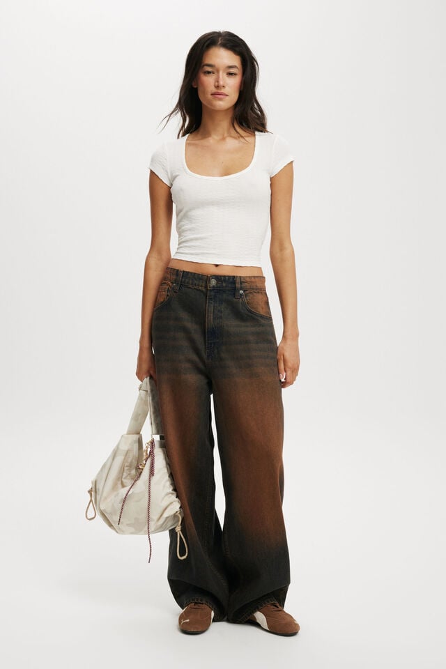 Cotton On Hailey Textured Short Sleeve Vintage White