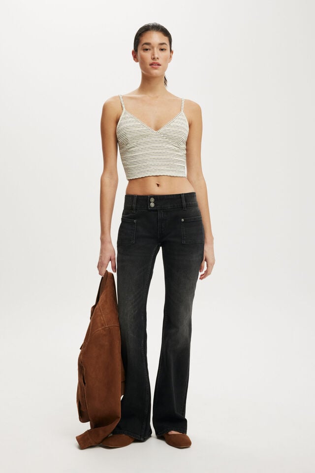 Cotton On Hailey V Neck Cami Kimmi Stripe Lemon Icing