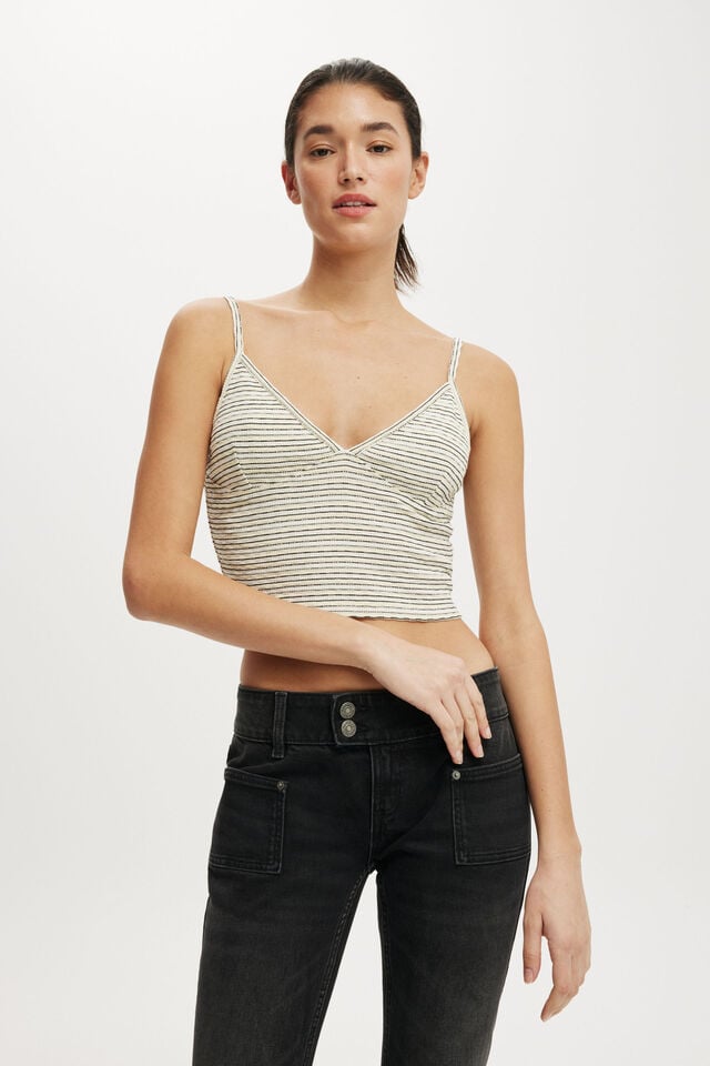 cotton on Hailey V Neck Cami kimmi stripe lemon icing