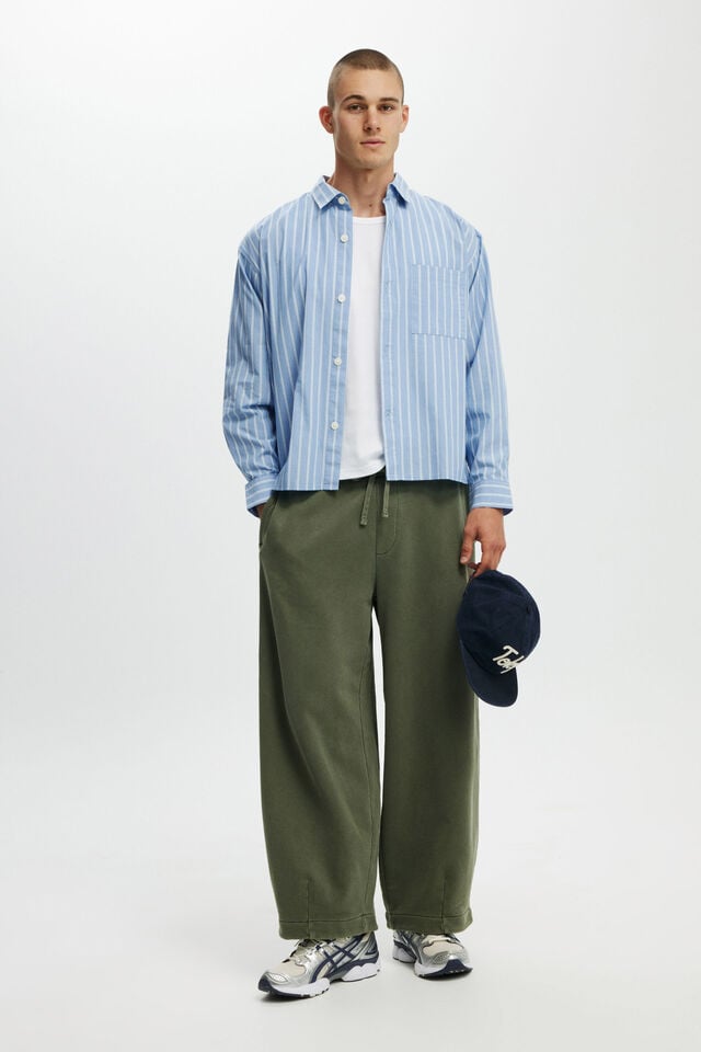 Cotton On Hampton Long Sleeve Shirt Soft Blue Stripe