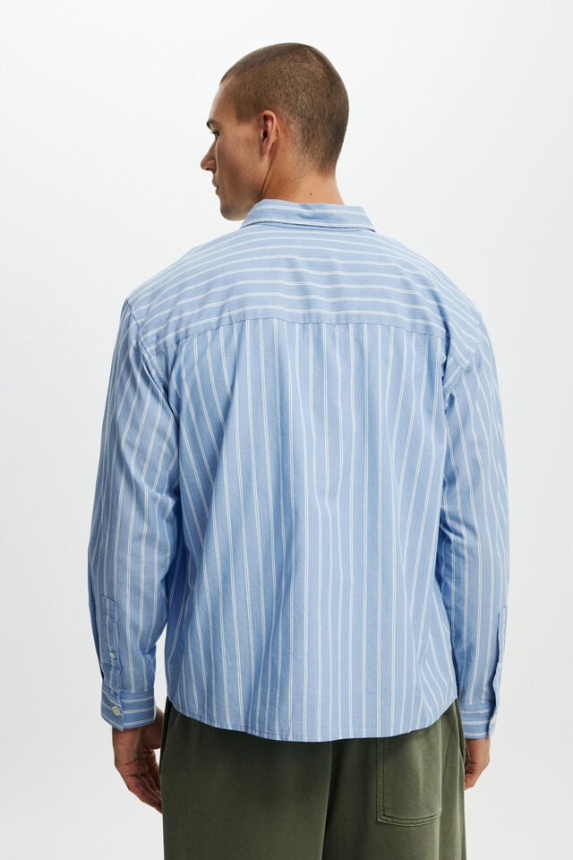 Cotton On Hampton Long Sleeve Shirt Soft Blue Stripe