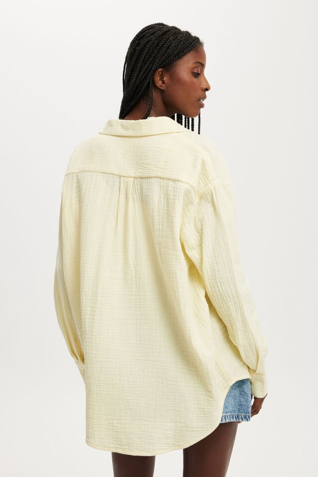 Cotton On Haven Long Sleeve Shirt Lemon Icing Double Cloth