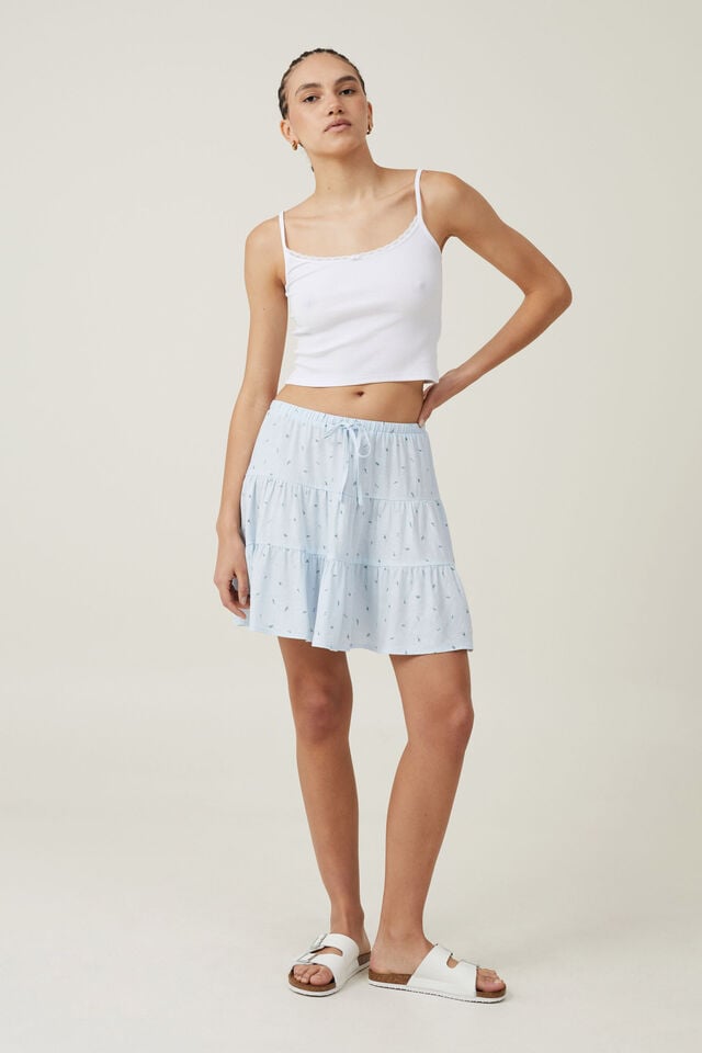 Cotton On Haven Tiered Mini Skirt Rowena Rose Breezy Blue