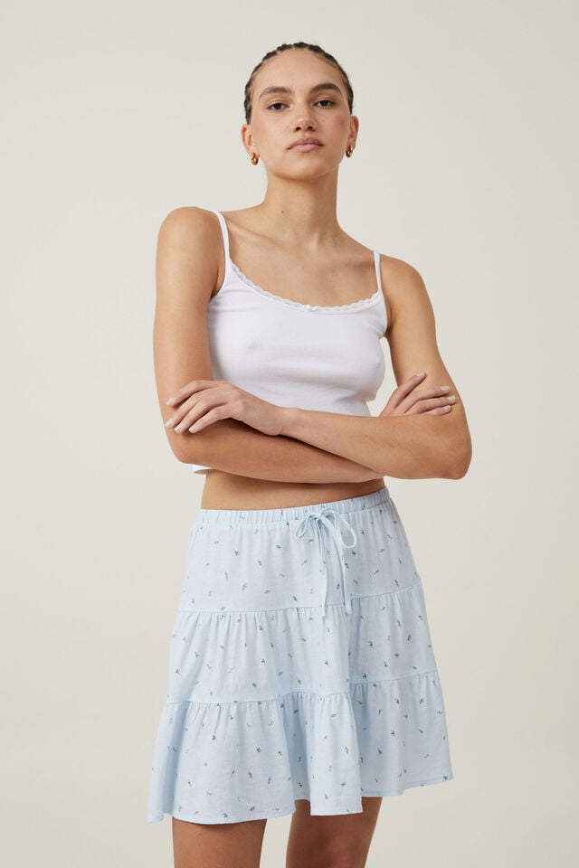 cotton on Haven Tiered Mini Skirt rowena rose breezy blue