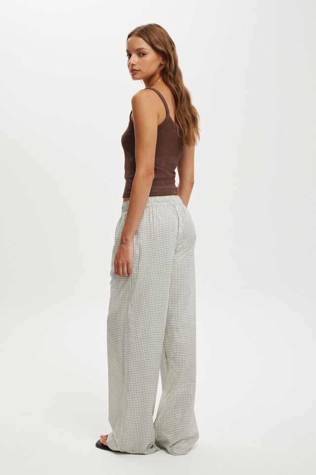 Cotton On Haven Wide Leg Pant Microcheck Seersucker