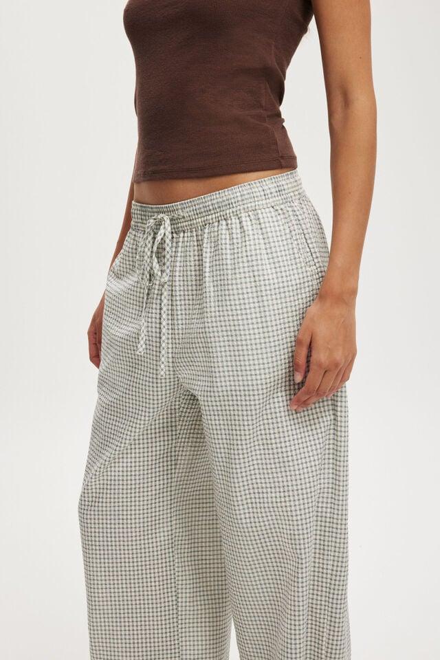 Cotton On Haven Wide Leg Pant Microcheck Seersucker