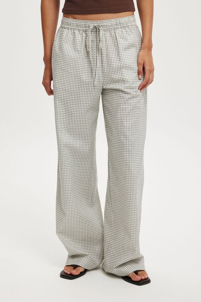 Cotton On Haven Wide Leg Pant Microcheck Seersucker
