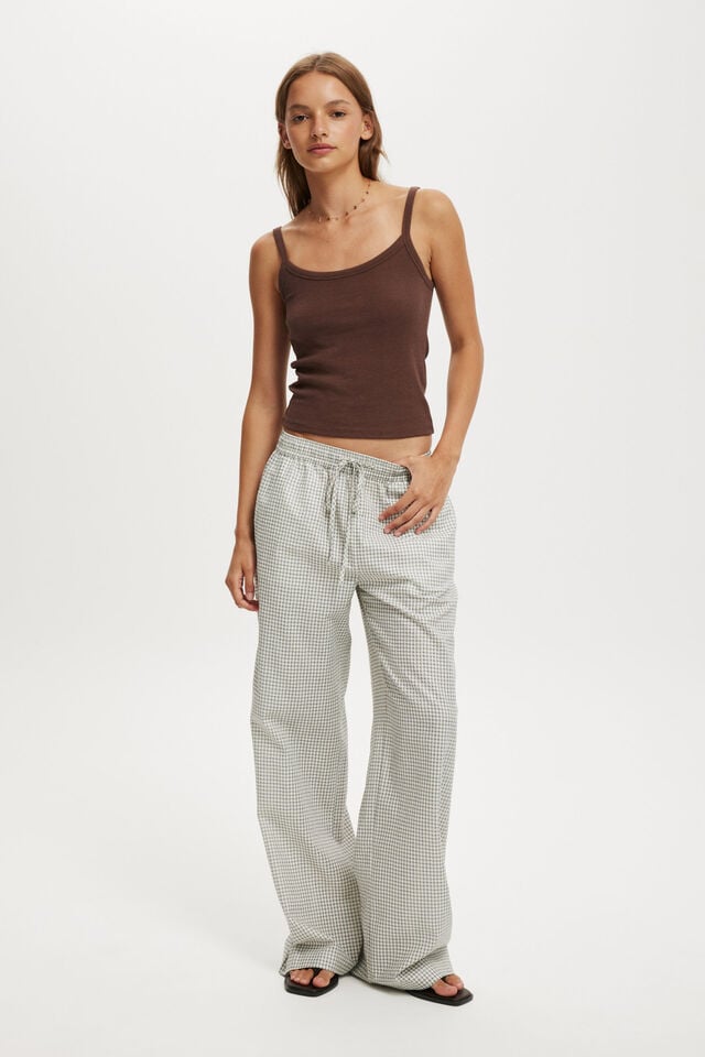 cotton on Haven Wide Leg Pant microcheck seersucker