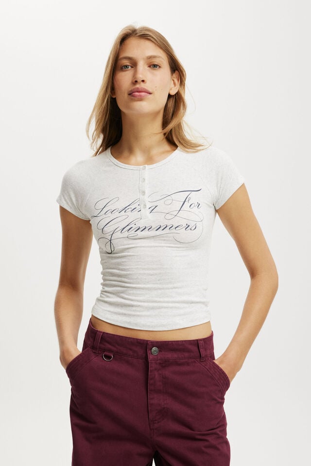 cotton on Henley Baby Raglan Graphic Tee looking for glimmers/light grey marle