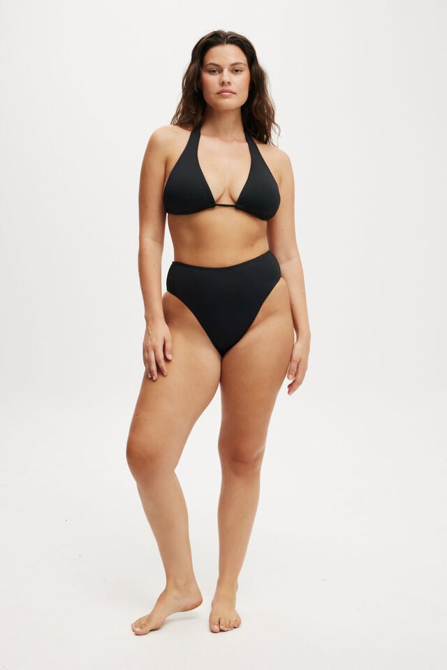 Cotton On High Apex Slider Triangle Bikini Top Black